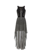 Elisabetta Franchi black short front long back lace-up dress